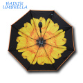 Großhandelsneues Entwurfs-schöne kundenspezifische Förderung-Geschenke der Damen-Großhandel UV-beständiger Sonnenschirm Sun-Regen-3 faltete Blumen-Regenschirm-Frauen